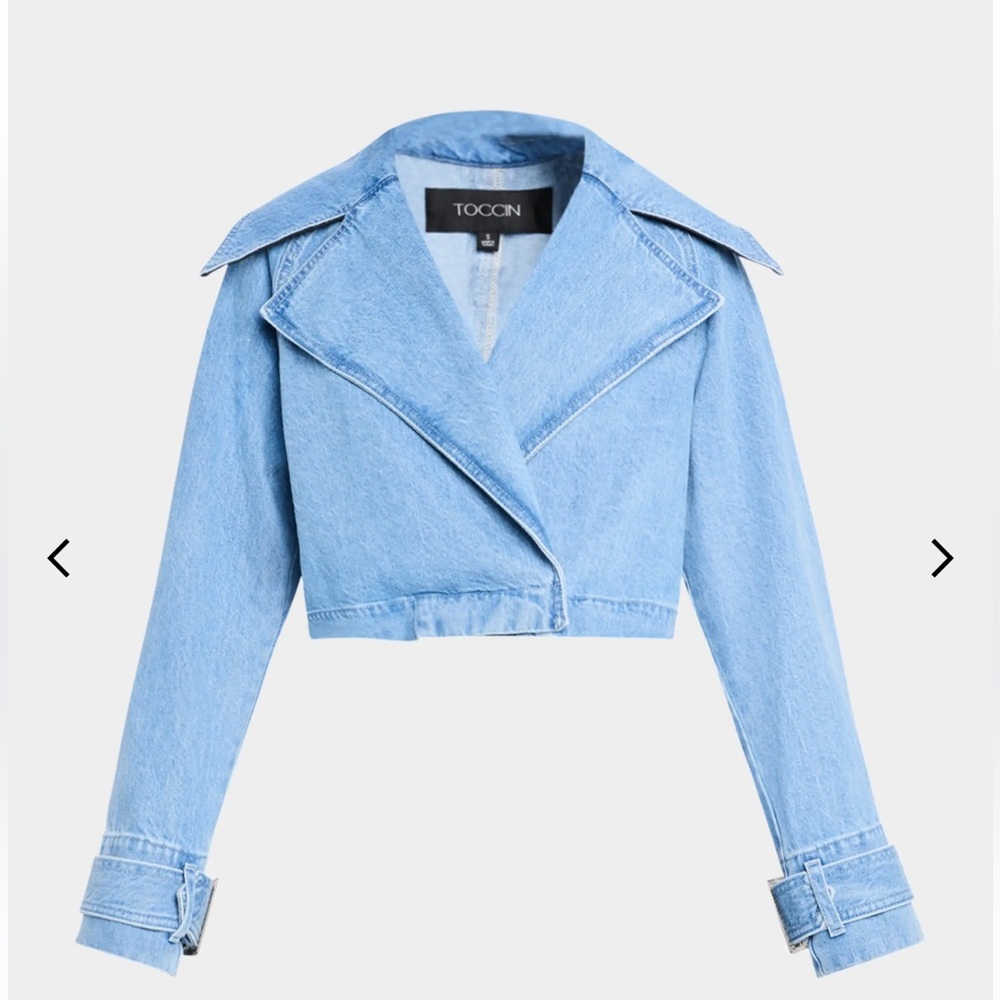 Toccin Tommy Cropped Denim Trench Coat - Picture 1 of 9